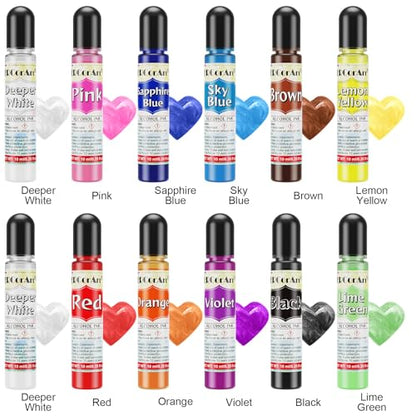 Alcohol Ink - 12 Vibrant Colors Alcohol Inks for Resin, Fast-Drying High Concentrated Resin Color Pigment for Epoxy Resin, Tumbler Making, Fluid Art Painting, Resin Art, Coaster - 0.35Fl oz