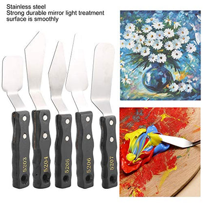 5pc Palette Knives Set, Stainless Steel Spatula Painting Knives for Oil Canvas Acrylic, Artist Palette Knife Oil Painting Accessories