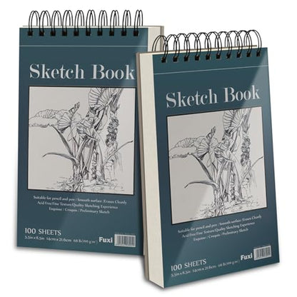 Small Sketchbook 5.5" x 8.5" - 2 Pack Top Spiral Mini Sketch Pad, Small Sketch Book Hard Cover, 100 Sheets Each 68lb/100gsm - Mini Drawing Paper for Kids, Portable Drawing Pad for Beginners & Artists. - color: Aegean Blue