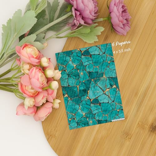 GOTO CLAY TOOLS Turquoise Stone Clay Transfer Paper – 6 Pcs, Transfer Paper for Polymer Clay, Turquoise Pattern Polymer Clay Transfer Sheet for Jewelry Making - color: Truquoise Stone Clay
