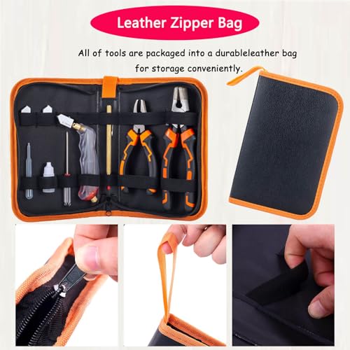 Glass Cutting Tool Kit with 8" Running Pliers with Curved Jaws, 6" Breaker Pliers, Glass Cutter 2-20mm, Replacement Blades, Screwdriver, Storage Bag for Stained Glass, Tiles, Mosaic - color: 10 PCS