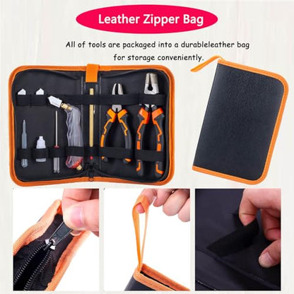 Glass Cutting Tool Kit with 8" Running Pliers with Curved Jaws, 6" Breaker Pliers, Glass Cutter 2-20mm, Replacement Blades, Screwdriver, Storage Bag for Stained Glass, Tiles, Mosaic - color: 10 PCS