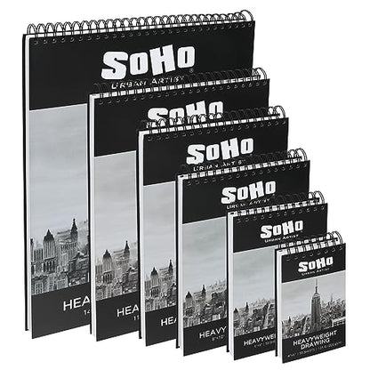 SoHo Urban Artist Hardcover Drawing Pad 9x12-135 lb. (220gsm), 50 Sheets, Drawing Paper Pads for Artists, Travel, Illustrations, & More - size: 9"x12"