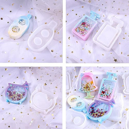 iSuperb 10pcs Shaker Resin Silicone Model and 5pcs Plastic Seal Film Resin Clear Protective Sheet for Animal Silicone Shaker Models DIY Jewelry Making Pendant Keychain - color: 10pcs