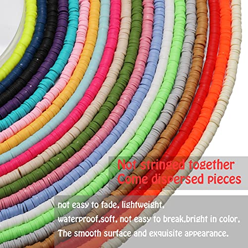 2000pcs Light Blue Clay Beads for Bracelets Making, Flat Round Polymer Clay Beads 6mm Spacer Heishi Beads for Jewelry Making Earring Bracelets Necklace - color: Sky Blue 14