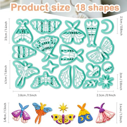 18Pcs Moth Shapes Polymer Clay Cutters Set, Clay Earrings Cutters Polymer Jewelry Cutter for Earrings Making DIY Craft Supplies