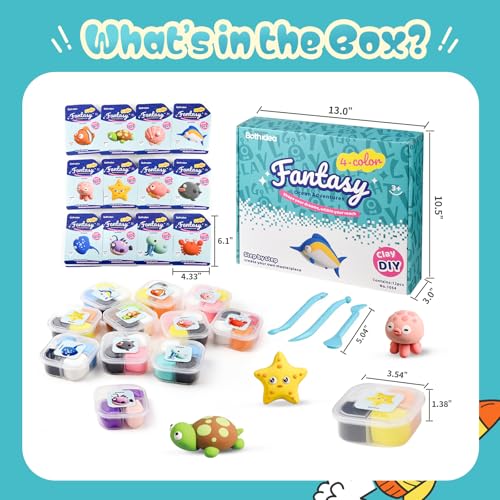 Both idea Air Dry Clay Kit, Ocean Theme | 12 Packs, Non-Toxic Kids Gift | School & Party: Perfect for classroom art activities, birthday party favors, creative family DIY, and holiday celebrations. - style: Ocean Adventure