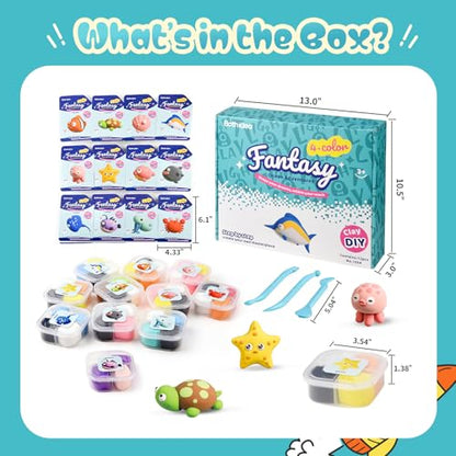 Both idea Air Dry Clay Kit, Ocean Theme | 12 Packs, Non-Toxic Kids Gift | School & Party: Perfect for classroom art activities, birthday party favors, creative family DIY, and holiday celebrations. - style: Ocean Adventure