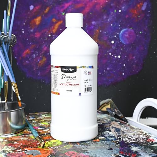 Handy Art Acrylic Matte Medium, 32 oz, Transparent Matte Clear Coat | Enhances Flow, Viscosity for Glazing, Pouring, Acrylic Painting & Blending, Certified Safe & AP Non-Toxic, Made in USA - color: Matte Medium, size: 32 Fl Oz