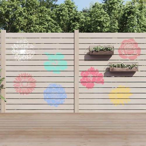 9 Pcs Large Flower Stencils for Painting Reusable Floral Templates Set for Drawing, Walls, Wood Signs, Window, Garden Fence Furniture Stencil Crafts DIY - color: Flower