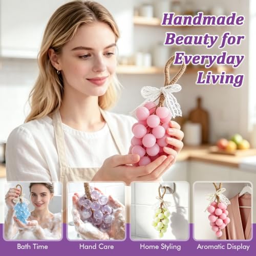 Soap Making Kit, DIY Grape Soap Craft Kits for Adults, Make Your Own Soap with Shea Butter Glycerin Melt and Pour Base, Silicone Molds, Dried Flowers, DIY Craft for Beginners Gift for Women