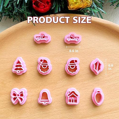 Keoker Christmas Polymer Clay Cutters - 10 Shapes Clay Earrings Cutters, Santa Clay Cutters (Studs) - color: studs clay cutters