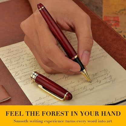 BEILUNER Luxury Wood Ballpoint Pen Writing Set,Rosewood-Elegant Fancy Nice Gift Pen Set for Signature Executive Business Office Fancy Nice Supplies - Christmas Gift Boxed with Extra Refills (Black) - color: Redwood