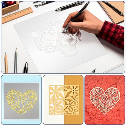 FSWCCK 30 Pcs 4 mil 12 x 12 Inch Translucent PET Blank Stencil Sheets, Mylar Sheets for Stencils, Template Plastic for Quilting Mylar Stencil Sheets, Laser Cutting, Gyro-Cut Tool Template Material - color: Transparent 4 mil