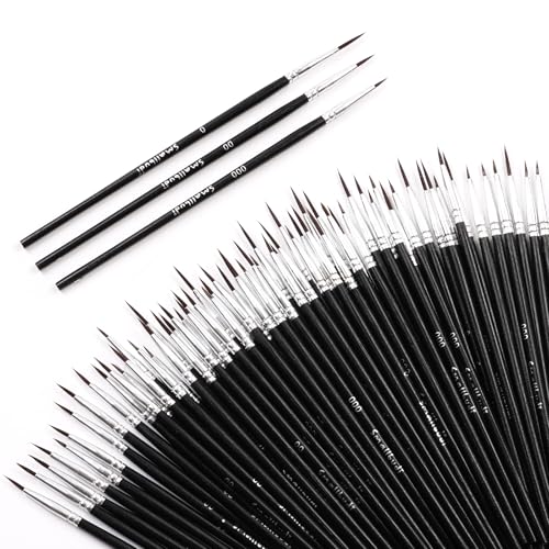Smallbudi 72 PCS Tiny Detail Paint Brushes Bulk - Fine Tip Paint Brushes Set with 3 Size #0#00#000 Round Thin Liner Brush for Acrylic Painting Watercolor Oil Miniature Model Crafts Paint by Numbers