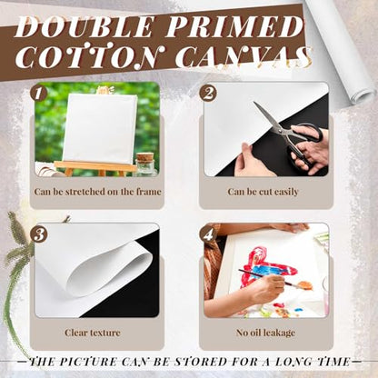Kinlop 63 Inch x 20 Feet Double Primed Cotton Canvas Large White Canvas Roll for Oil and Acrylic Painting - color: White, size: 63 Inch X 20 Feet