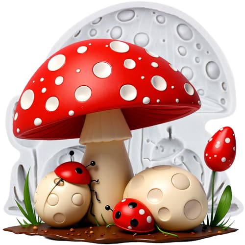 Mushroom Ladybug Polymer Clay Mold Mushroom Silicone Resin Molds for DIY Crafts Epoxy Resin Casting Air Dry Polymer Clay Plaster Jewelry Making - color: Style I