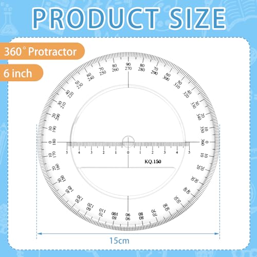 Zonon 2 Pack 360 Degree Protractor, 6 Inch Multifunctional Drawing Ruler Rotatable Mathematical Function Math Geometry Ruler Set, Large Clear Circle Protractor Drafting Tools for Engineering(Classic) - style: Classic
