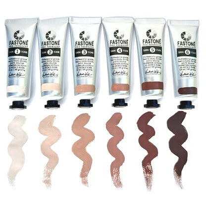 FASTONE Acrylic Skin Tone Paint Set - 6 Pack Pro Premades