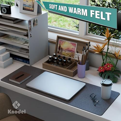 K KNODEL Felt Desk Mat, Large Desk Pad Protector, Office Computer Desk Mat for Keyboard, Non-Slip Mouse Pad (Dark Gray, 31.5"x11.8") - size: 31.5" x 11.8"