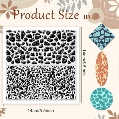 CHGCRAFT Tile Pattern Polymer Clay Texture Sheets Pebble Texture Silicone Clay Texture Stamp Clay Modeling Pattern Pad Texture Sheets for Earrings Jewelry Making - style: Pebble