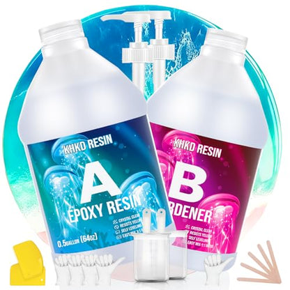 Resin Epoxy, KHKD RESIN 1 Gallon Epoxy Resin Kit- 2 Part Crystal Clear Resina Epoxica - High Gloss Odorless, UV & Impact Resistance Food Grade Epoxy Perfect for DIY Crafts, Jewelry, Art Coating - size: B-1 Gallon