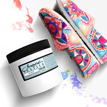 Moshify Jacquard Products White Textile Color Fabric Paint 8-Ounces - Bundled Brush Set - size: 8 Fl Oz (Pack of 1)