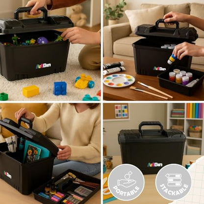 ArtBin 6917AB Sidekick XL Carrying Case, Portable Art & Craft Organizer with Handle, [1] Plastic Storage Case, Black