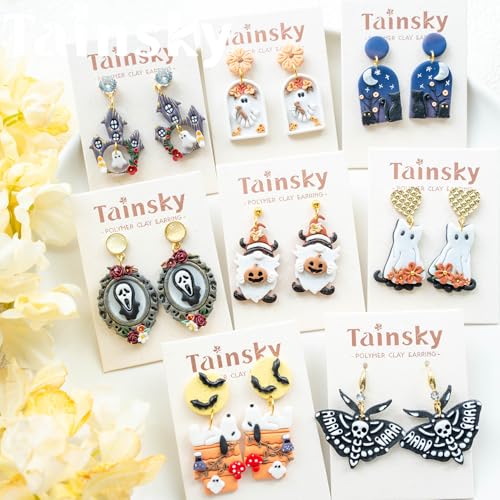 Tainsky Halloween Clay Cutters - 22 Shapes for Polymer Clay Cutters for Earrings（C） - color: Set C