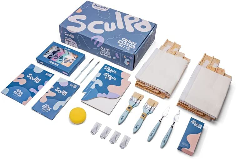 Sculpd Abstract Painting Kit for Two - Two 60x40cm Canvases (Pastel) - color: Pastel, size: Two Person