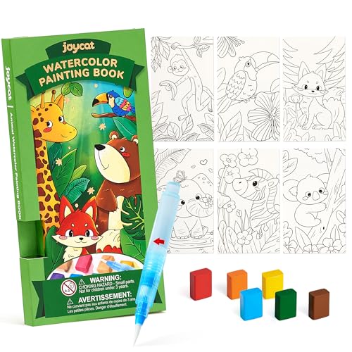 JoyCat Pocket Paint with Water Coloring Books for Kids, Art & Craft Activity Toy Set, Creative Travel & Home Painting Kit, Gifts for Girls & Boys Ages 3-8 (Animals) - style: 1 Pack - Animals