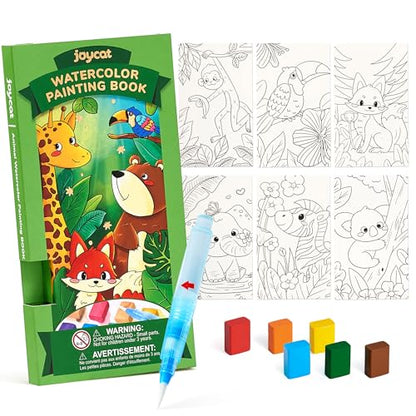 JoyCat Pocket Paint with Water Coloring Books for Kids, Art & Craft Activity Toy Set, Creative Travel & Home Painting Kit, Gifts for Girls & Boys Ages 3-8 (Animals) - style: 1 Pack - Animals