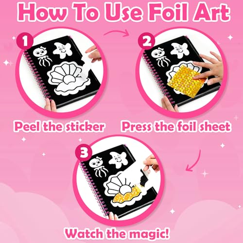 FUNNYB&G Foil Art Crafts for Kids Ages 4-8: Valentines Crafts for Kids 2026,Birthday Gift for Girls,Art and Crafts Supplies,Party Favors,Creative Toys for Girls Boys 4 5 6 7 8 9 Years Old(Mermaids) - style: Mermaids