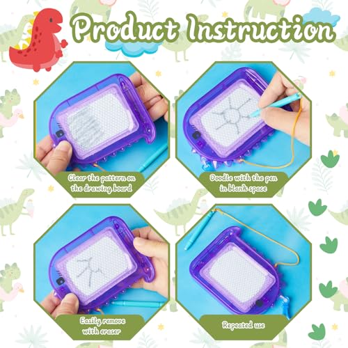 Outus 24 Pcs Mini Magnetic Drawing Boards Goodie Bags Stuffers for Kids Backpack Keychain Clip Drawing Board Erasable Sketch and Painting Pad for Classroom Rewards Party Favors (Dinosaur) - style: Dinosaur