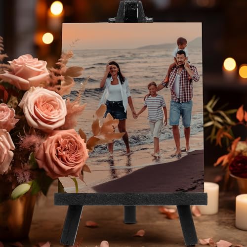 Chuangdi 12 Pieces 6.3 Inch Black Mini Wood Display Easel, Holder for Small Canvases, Cards, Photos, Notices, Etc - size: 6.3 Inch