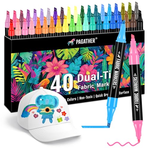 Fabric Markers Permanent for Clothes, 40 Colors Dual Tip with Fine and Chisel Tips Paint Pens for Clothing Canvas Tote Bags T-Shirt and Shoes, Non Toxic Ink for Kids and Adults - style: 40 Colors