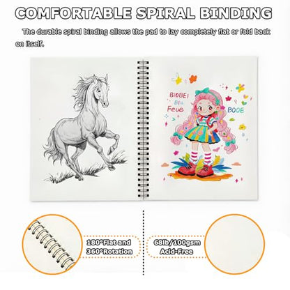 Drawing Pad for Kids, Sketch Pads 50 Sheets, 3-Pack Kids Travel Activities Spiral Bound Drawing Books Bulk 6" x 9 ", Drawing Paper for Kid 9-12 - size: 6" x 9"(Pack of 3)