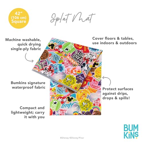 Bumkins Disney Baby Splat Mat for Under High Chair, Babies Toddlers Eating Mess Mat, Waterproof Reusable Cloth for Arts and Crafts, Play Mat for Kids, Fabric 42inx42in, 100 Years of Fun - color: D1 100 Happy Faces