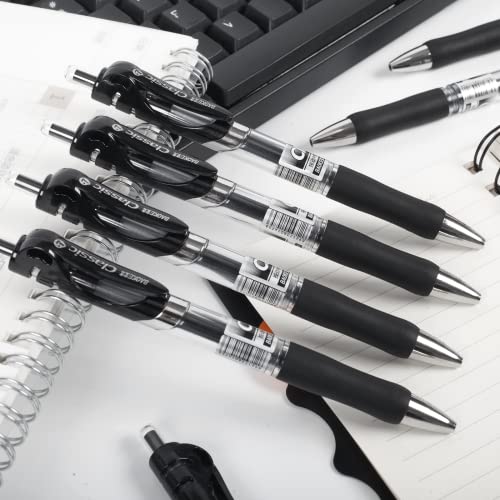 Gel Pens, Retractable Rolling Ball Gel Pens, Writing Smoothly, Large Capacity, Suitable for Working or Studying, 12-Pack, 0.7mm (Black)