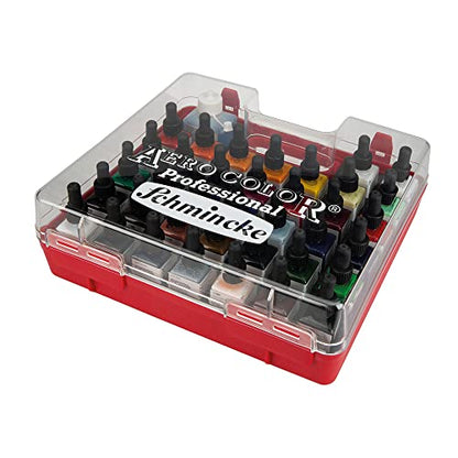 Schmincke - AERO COLOR Professional plastic case, 37 x 28 ml fine liquid acrylic colors + AERO CLEAN RAPID, 81 136 097, airbrush, acrylic painting, mixed media, acrylic ink. - size: 35.03 Fl Oz (Pack of 1)