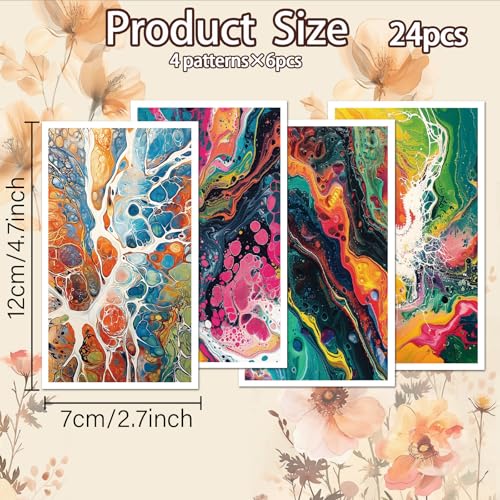 OLYCRAFT 24Pcs Ink Paint Clay Transfer Paper 4 Design Colorful Ink Transfers Paper for Polymer Abstract Art Polymer Clay Transfer Sheets Small Ceramic Decal for Clays Earrings Jewelry Making - color: Ink Paint