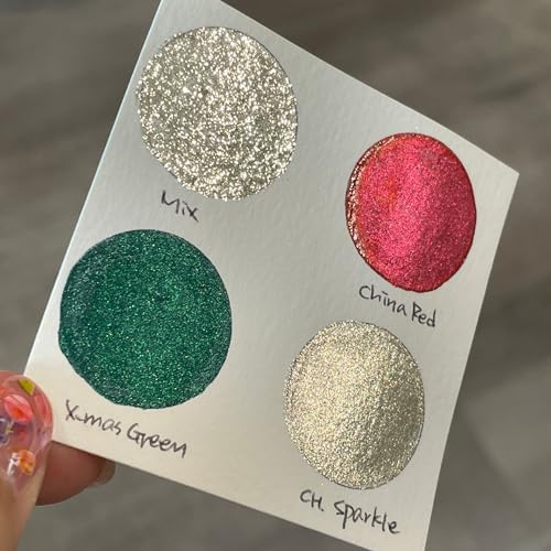 IUILE Handmade Watercolor Paints - Jingle Bell Half Pan Set (4 colors) - color: Jingle Bell