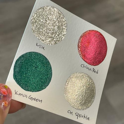 IUILE Handmade Watercolor Paints - Jingle Bell Half Pan Set (4 colors) - color: Jingle Bell