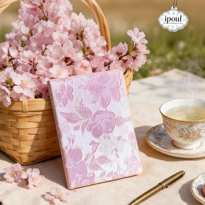 Pink Sketchbook, Cute Sketch Notebook, Drawing Journal, A5, Blank Pages, Unlined Paper, Hardcover, Lay Flat, Pretty Sketchbook for Women, Peach Flowers - color: Flower Peach Blossom, style: Plain