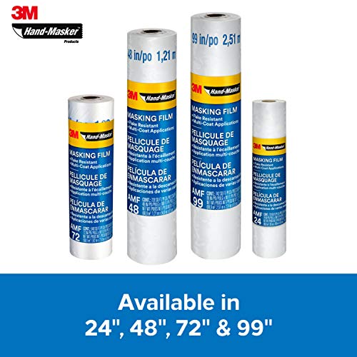 3M Hand Masker Advanced Masking Film, 8 Rolls, 99 in x 90 ft, Static Cling Keeps Film in Place, Prevents Liquids From Bleeding Through, Flake Resistant, For Indoors & Outdoors Use (AMF99-8C)