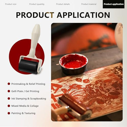 Rubber Brayer Roller Kit, Rubber Rollers for Printmaking Wallpaper Ink Stamping Gluing Oil Painting Plastic Relief Crafting Art DIY (6 Rollers)