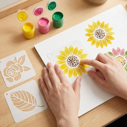 80 PCS Flower Painting Stencils Reusable Templates for Crafts & Painting on Wood, Canvas, Glass & Walls