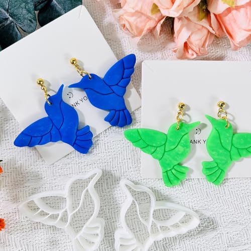 Xaekicr Hummingbird Polymer Clay Cutters – 4 Pcs Clay Cutters for Polymer Clay Jewelry, Bird Shape Clay Earring Cutters, DIY Clay Tools for Earrings and Crafts - color: L color