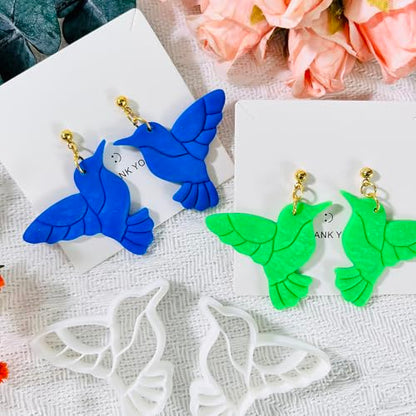 Xaekicr Hummingbird Polymer Clay Cutters – 4 Pcs Clay Cutters for Polymer Clay Jewelry, Bird Shape Clay Earring Cutters, DIY Clay Tools for Earrings and Crafts - color: L color