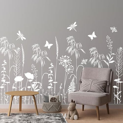 Large Flower Stencils for Walls Wildflower Stencil Reusable Floral Stencils for Painting on Wood Fence Canvas Fabrics Furniture - style: Wildflower